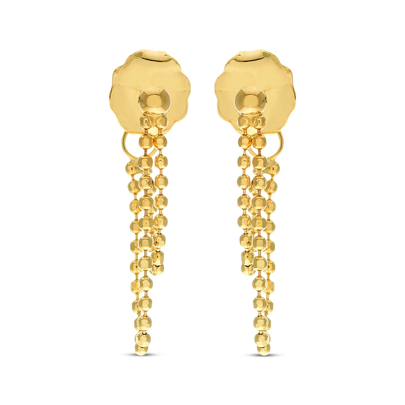 Main Image 2 of Double-Length Front-Back Bead Chain Earrings 14K Yellow Gold
