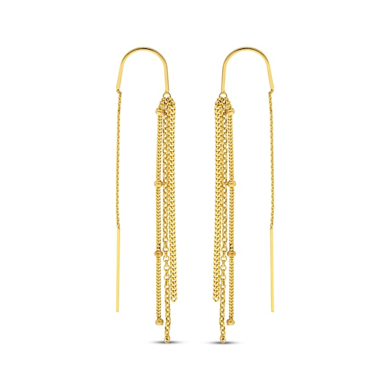 Multi-Chain Dangle Threader Earrings 14K Yellow Gold