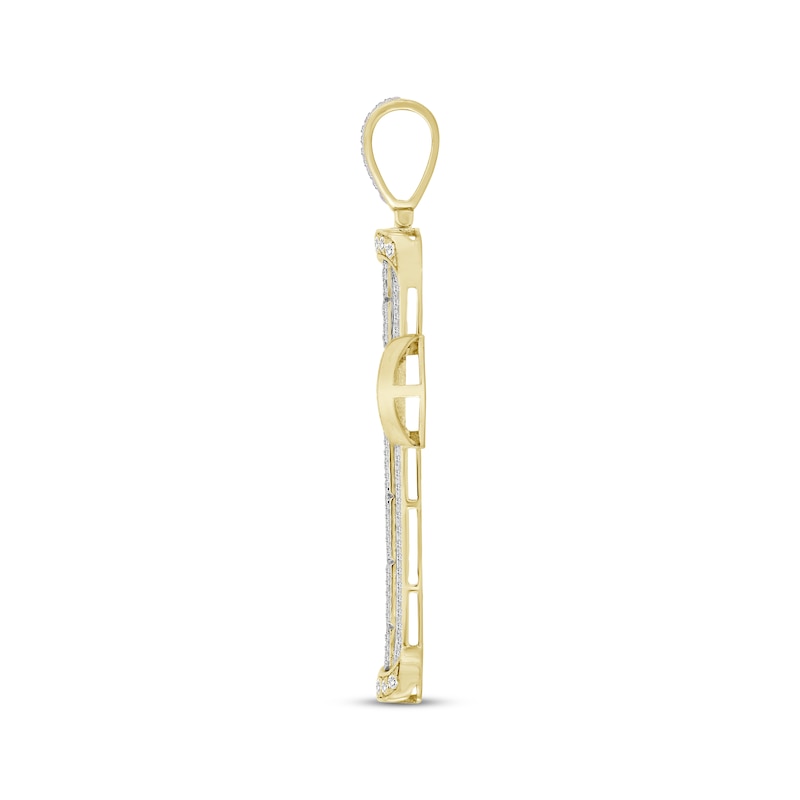 Main Image 3 of Men's Diamond Greek Key Cross Charm 2 ct tw 10K Yellow Gold