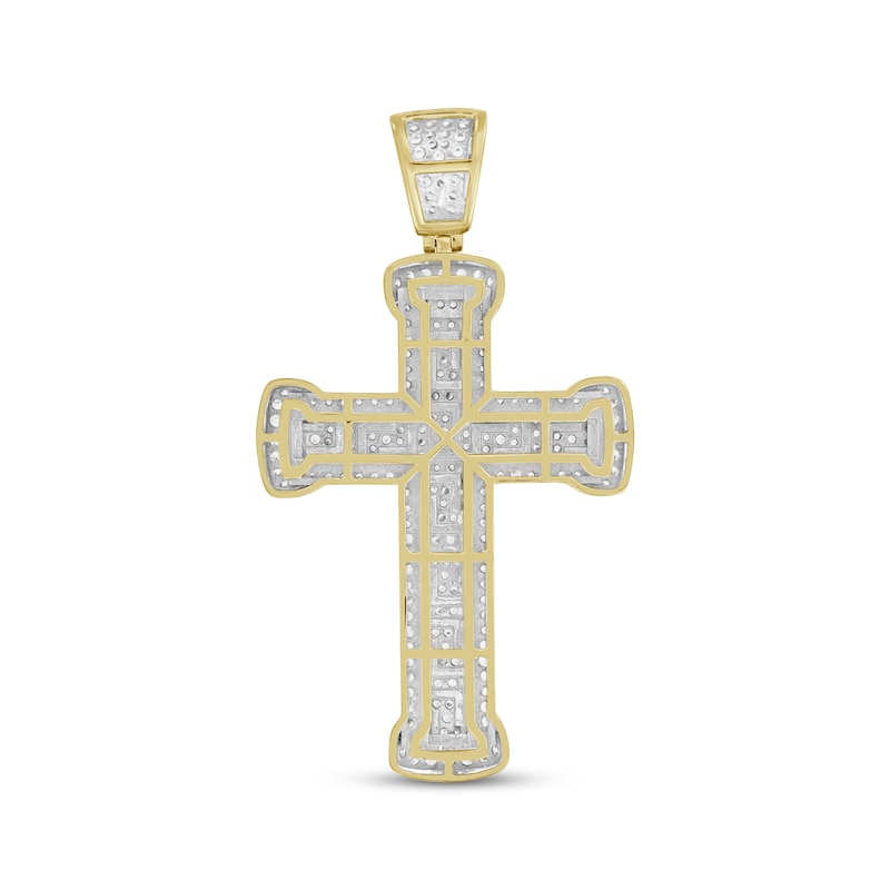 Main Image 4 of Men's Diamond Greek Key Cross Charm 2 ct tw 10K Yellow Gold