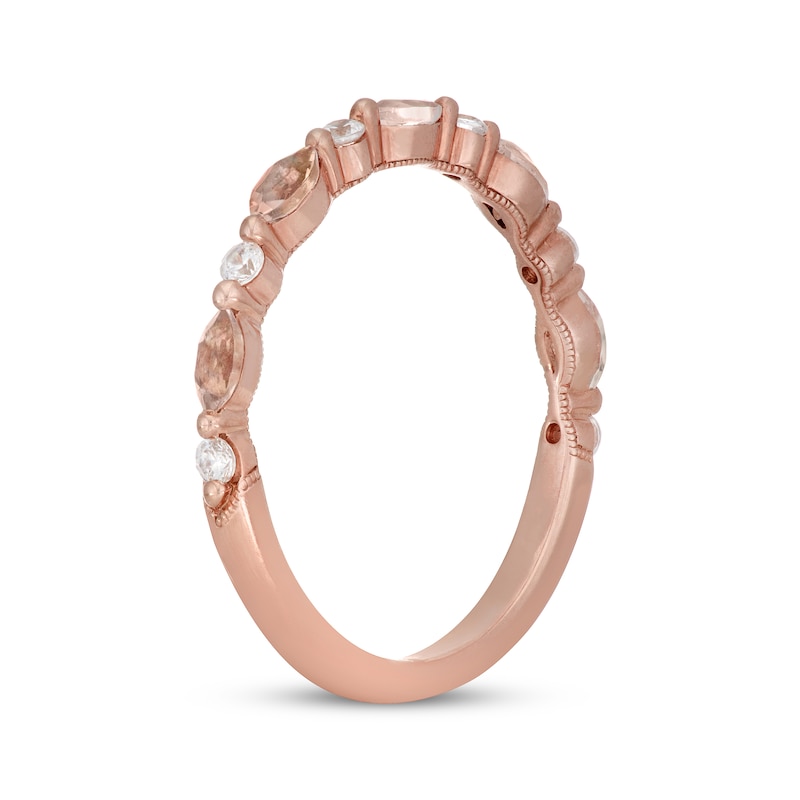 Main Image 2 of Neil Lane Marquise-Cut Morganite & Round-Cut Diamond Anniversary Ring 1/8 14K Rose Gold