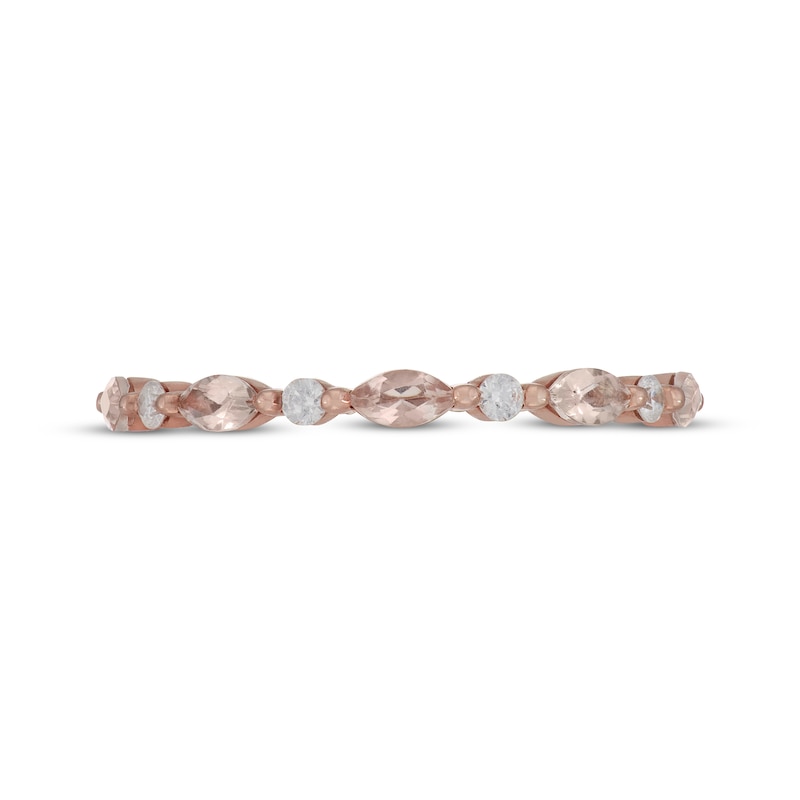 Main Image 3 of Neil Lane Marquise-Cut Morganite & Round-Cut Diamond Anniversary Ring 1/8 14K Rose Gold