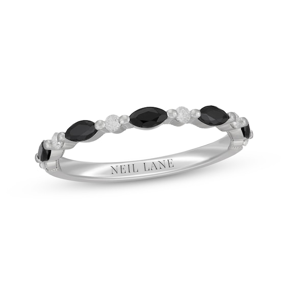Neil Lane Marquise-Cut Black Diamond & Round-Cut White Diamond Anniversary Ring 1/2 ct tw 14K White Gold
