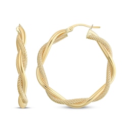 Reaura Twist Hoop Earrings Repurposed 14K Yellow Gold 31mm
