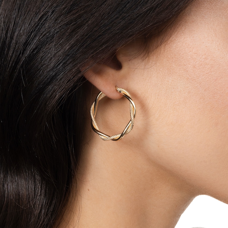 Main Image 3 of Reaura Twist Hoop Earrings Repurposed 14K Yellow Gold 31mm