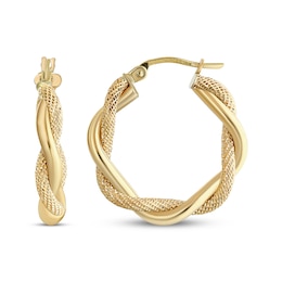 Reaura Twist Hoop Earrings Repurposed 14K Yellow Gold 21mm