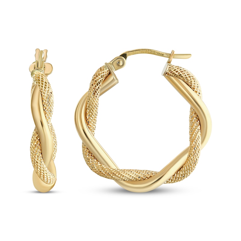 Reaura Twist Hoop Earrings Repurposed 14K Yellow Gold 21mm