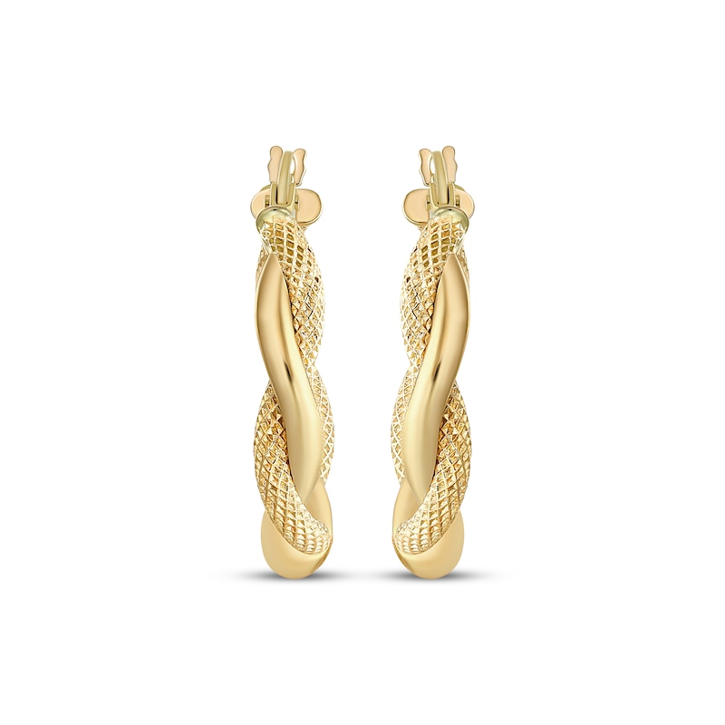 Reaura Twist Hoop Earrings Repurposed 14K Yellow Gold 21mm