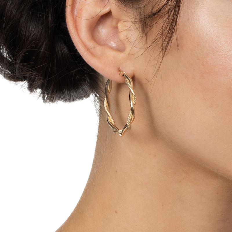 Reaura Twist Hoop Earrings Repurposed 14K Yellow Gold 36mm