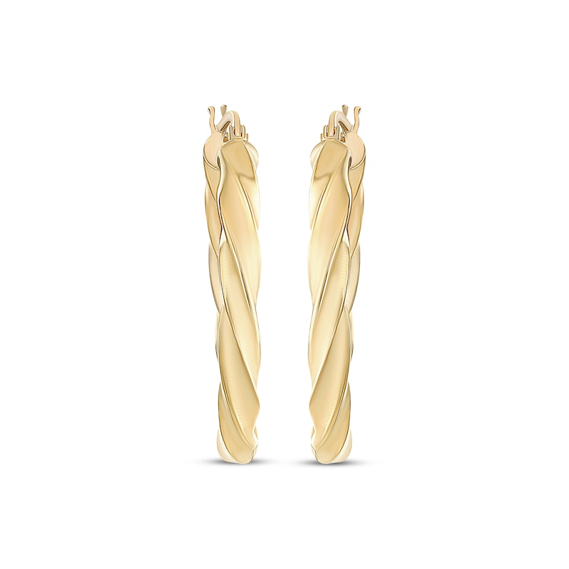 Reaura Twist Square Hoop Earrings Repurposed 14K Yellow Gold 26mm