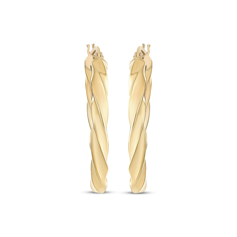 Main Image 2 of Reaura Twist Square Hoop Earrings Repurposed 14K Yellow Gold 26mm