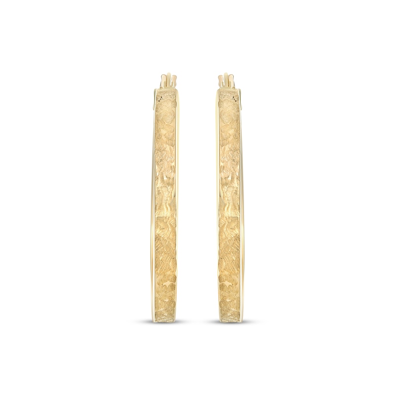 Main Image 2 of Reaura Textured Square Hoop Earrings Repurposed 14K Yellow Gold 31mm