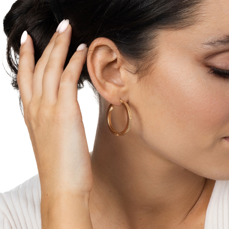 Main Image 4 of Reaura Textured Hoop Earrings Repurposed 14K Yellow Gold 23mm