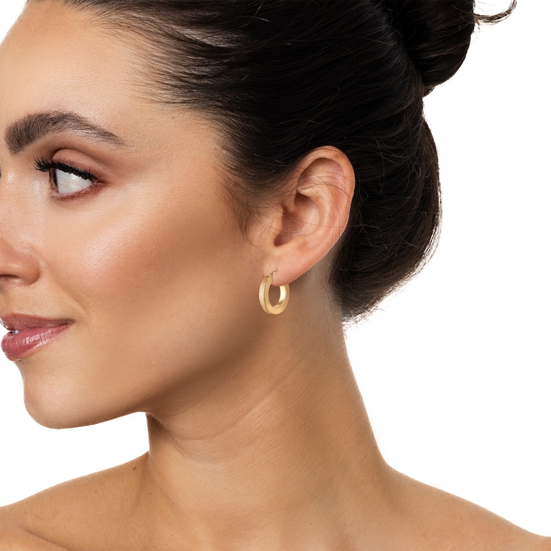 Main Image 4 of Reaura Textured Hoop Earrings Repurposed 14K Yellow Gold 27mm