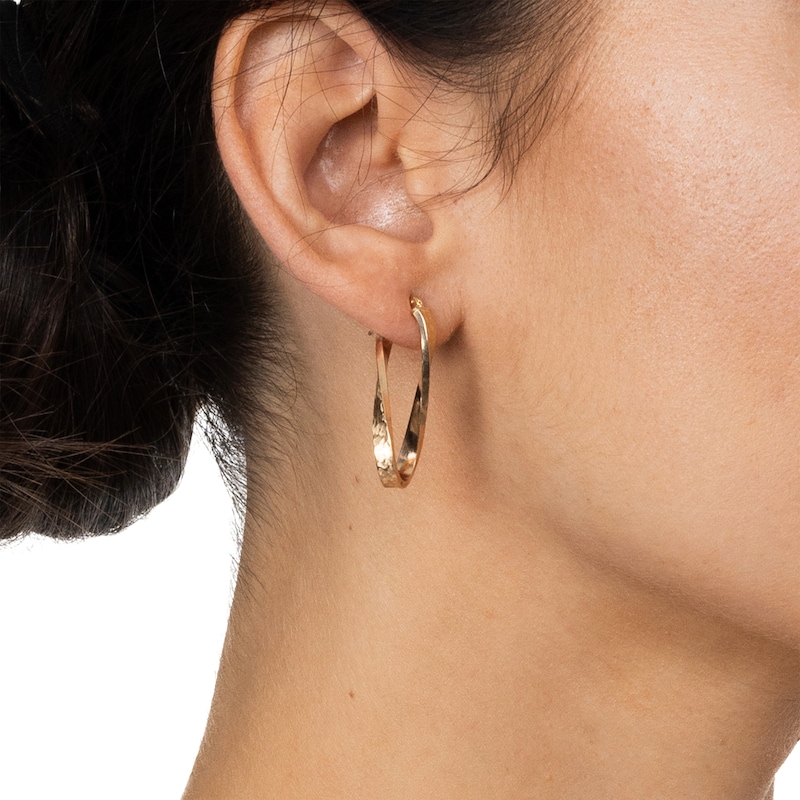 Main Image 2 of Reaura Textured Twist Hoop Earrings Repurposed 14K Yellow Gold 30mm