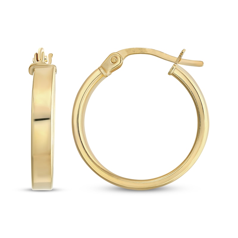 Reaura Square-Edge Hoop Earrings Repurposed 14K Yellow Gold 17mm