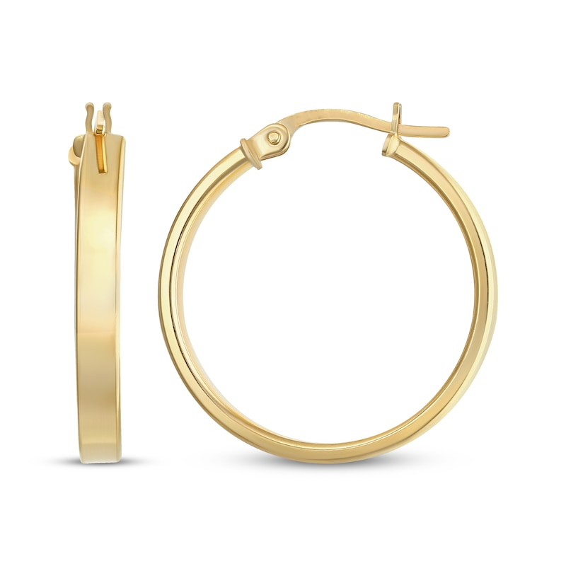 Reaura Square-Edge Hoop Earrings Repurposed 14K Yellow Gold 22mm