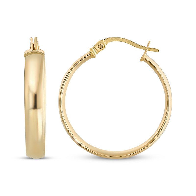 Reaura Domed Hoop Earrings Repurposed 14K Yellow Gold 23mm