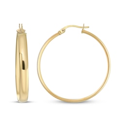 Reaura Domed Hoop Earrings Repurposed 14K Yellow Gold 33mm