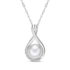 Thumbnail Image 1 of Cultured Pearl & White Lab-Created Sapphire Twist Necklace Sterling Silver 18&quot;