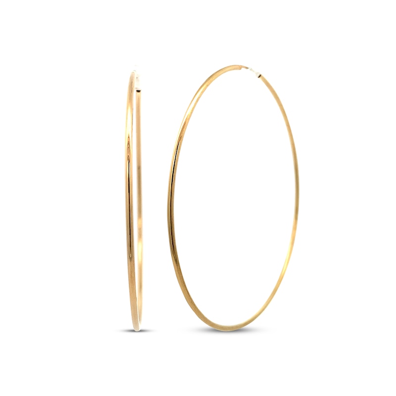 Main Image 1 of Endless Hoop Tube Earrings 14K Yellow Gold 70mm