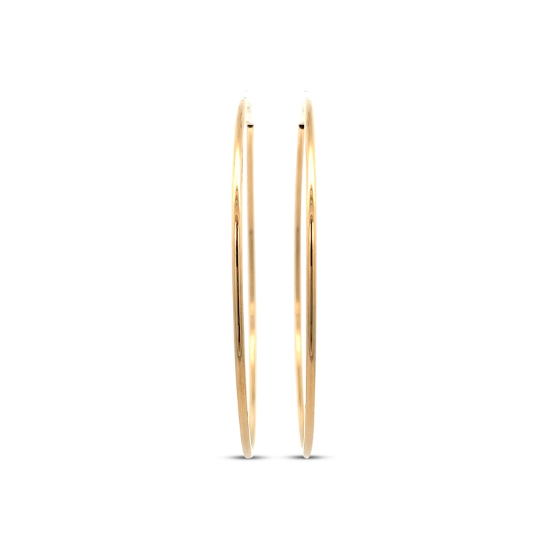 Endless Hoop Tube Earrings 14K Yellow Gold 70mm