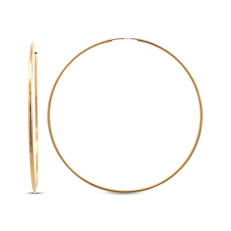 Main Image 3 of Endless Hoop Tube Earrings 14K Yellow Gold 70mm