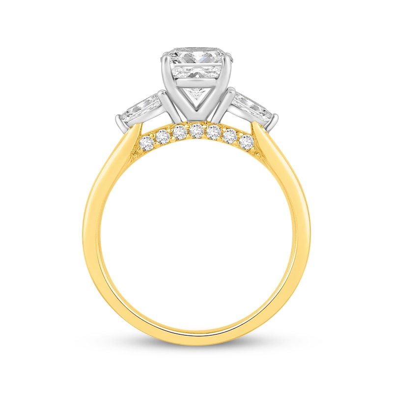 Main Image 3 of Memories Moments Magic Oval-Cut & Pear-Shaped Lab-Grown Diamond Three-Stone Engagement Ring 2 ct tw 14K Yellow Gold