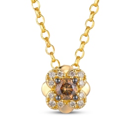 Le Vian Chocolate Diamonds Flower Necklace 1/3 ct tw 14K Honey Gold 19"