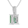 Thumbnail Image 3 of Emerald-Cut Lab-Created Emerald & White Lab-Created Sapphire Necklace Sterling Silver 18&quot;