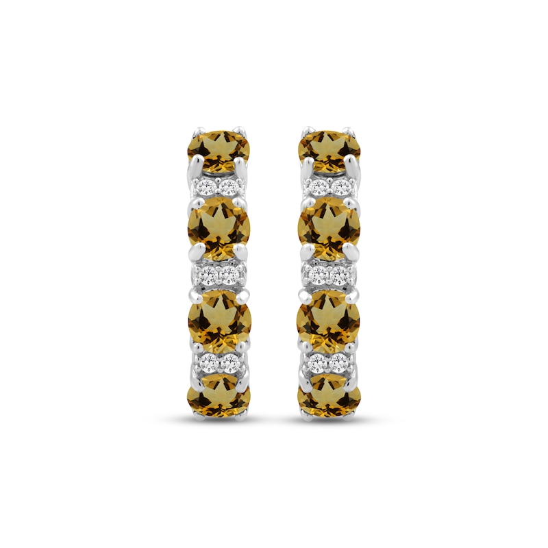 Main Image 2 of Citrine & White Lab-Created Sapphire Hoop Earrings Sterling Silver