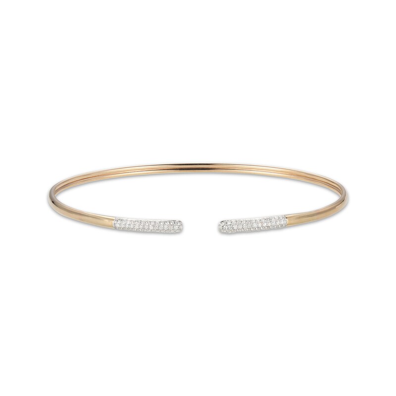 Main Image 1 of Diamond Pavé Tip Cuff Bangle Bracelet 1/3 ct tw 10K Yellow Gold
