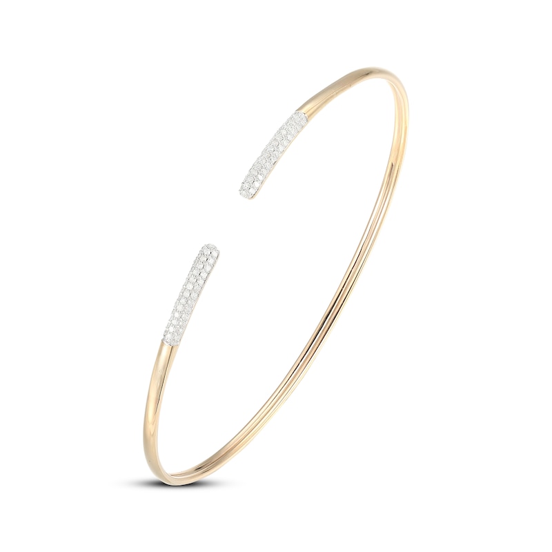 Main Image 2 of Diamond Pavé Tip Cuff Bangle Bracelet 1/3 ct tw 10K Yellow Gold