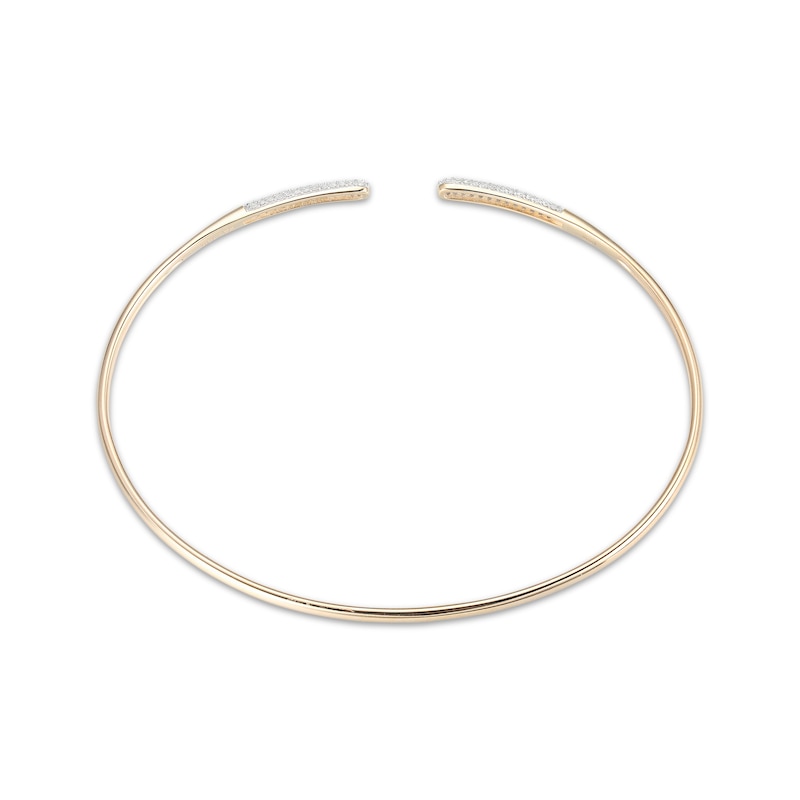 Main Image 3 of Diamond Pavé Tip Cuff Bangle Bracelet 1/3 ct tw 10K Yellow Gold