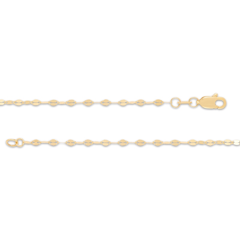 Y-Drop Tassel Mirror Chain Necklace 10K Yellow Gold 17"