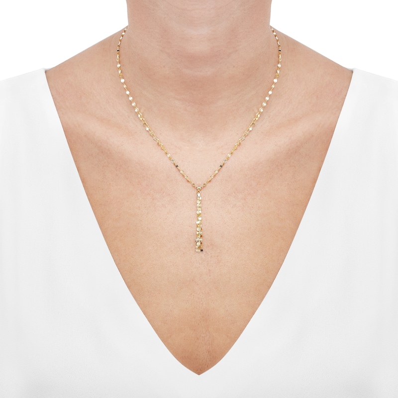 Main Image 3 of Y-Drop Tassel Mirror Chain Necklace 10K Yellow Gold 17&quot;