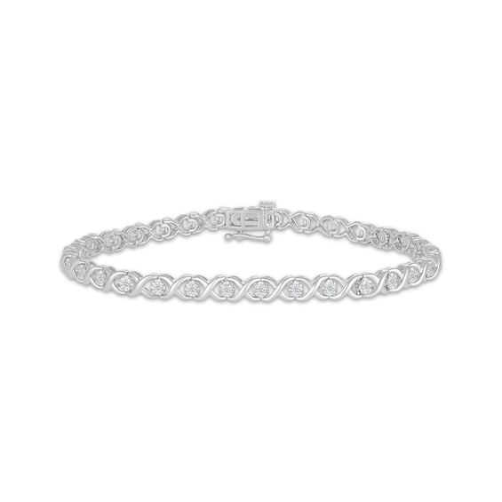 Diamond XO Link Bracelet 1/ ct tw 10K White Gold 7