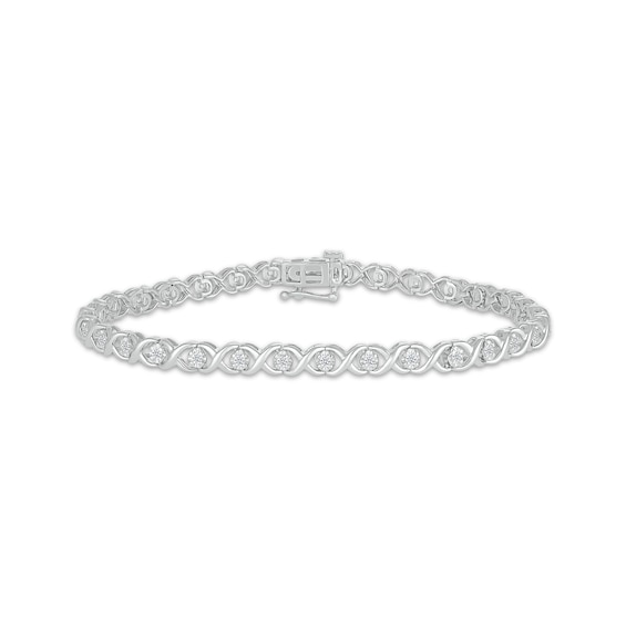 Diamond XO Link Bracelet 1/2 ct tw 10K White Gold 7"