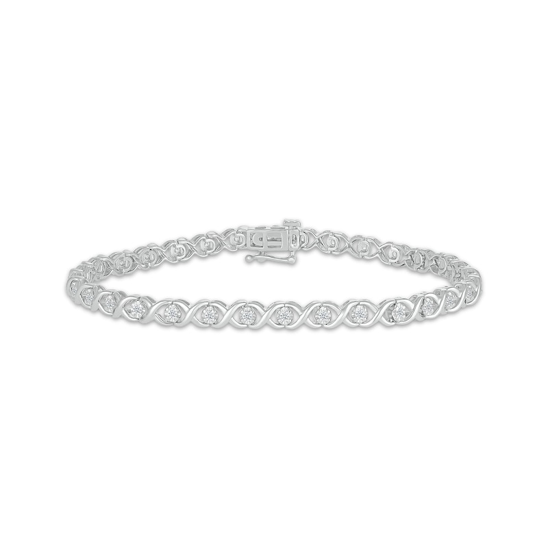 Main Image 1 of Diamond XO Link Bracelet 1/2 ct tw 10K White Gold 7&quot;
