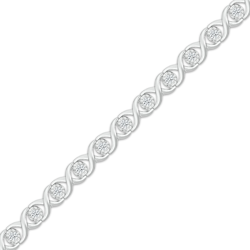 Main Image 2 of Diamond XO Link Bracelet 1/2 ct tw 10K White Gold 7&quot;