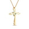 Thumbnail Image 3 of Heart-Shaped Natural Swiss Blue Topaz & Diamond Cross Necklace 1/10 ct tw 10K Yellow Gold 18"