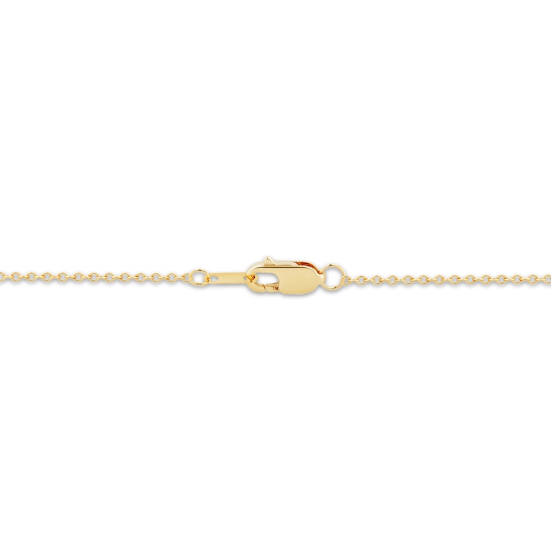 Main Image 4 of Heart-Shaped Natural Swiss Blue Topaz & Diamond Cross Necklace 1/10 ct tw 10K Yellow Gold 18"