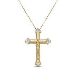 Diamond Crucifix Necklace 1/10 ct tw 14K Yellow Gold 18"