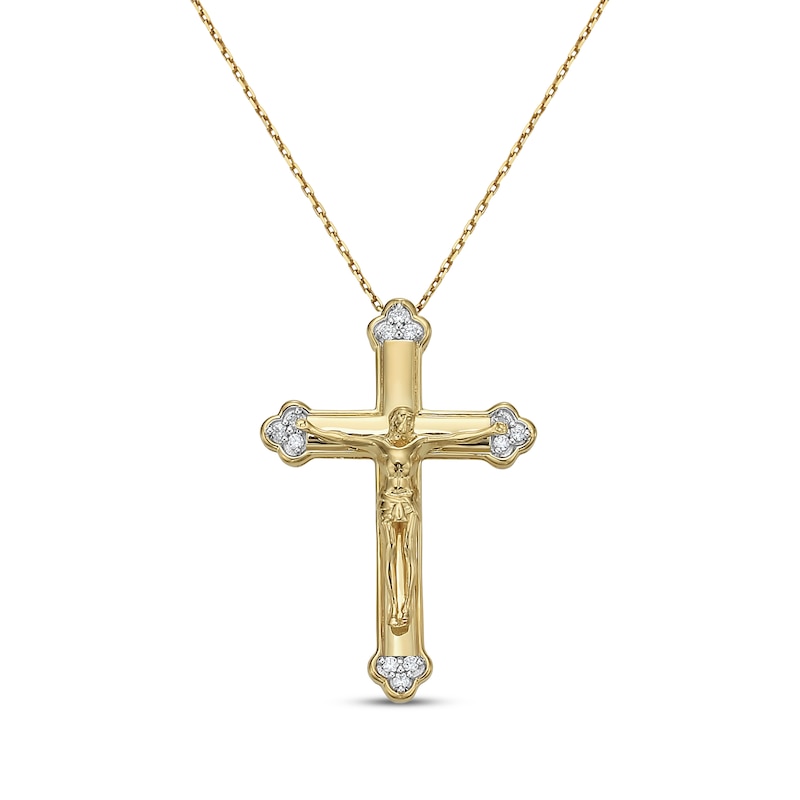 Main Image 1 of Diamond Crucifix Necklace 1/10 ct tw 14K Yellow Gold 18&quot;