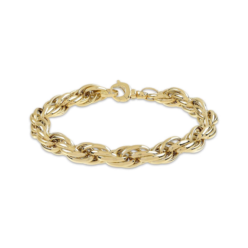 Main Image 1 of 7.3mm Rope Chain Bracelet Hollow 10K Yellow Gold 8&quot;