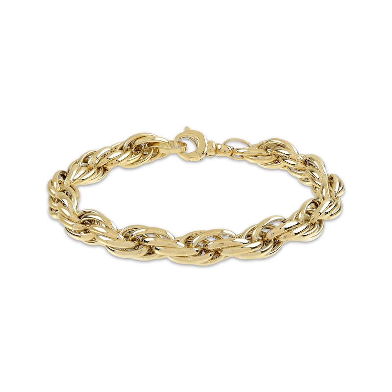 Hollow Rope Chain Bracelet 10K Yellow Gold 8"