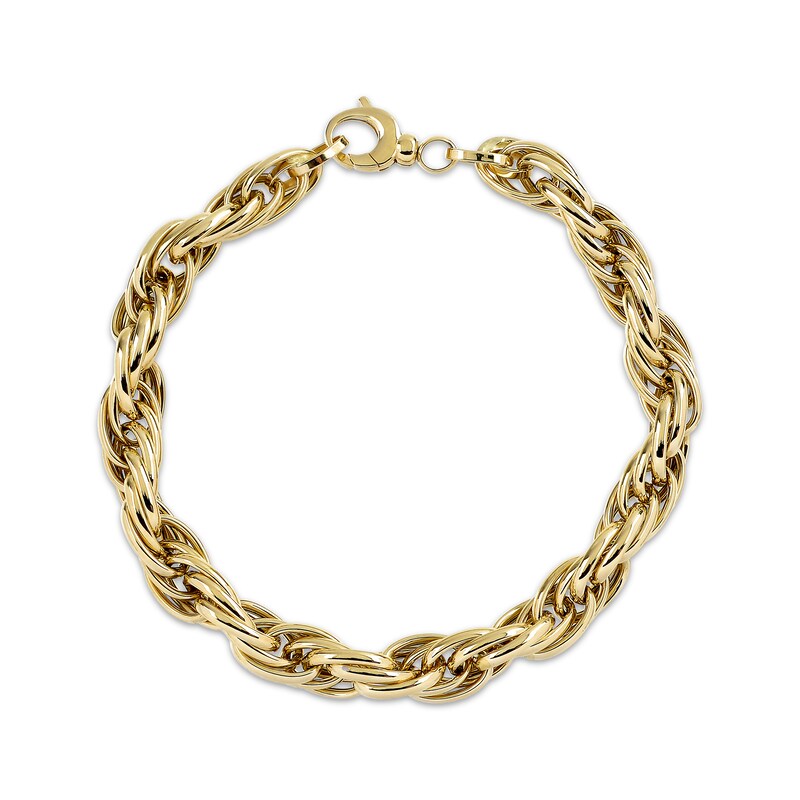 Main Image 2 of 7.3mm Rope Chain Bracelet Hollow 10K Yellow Gold 8&quot;