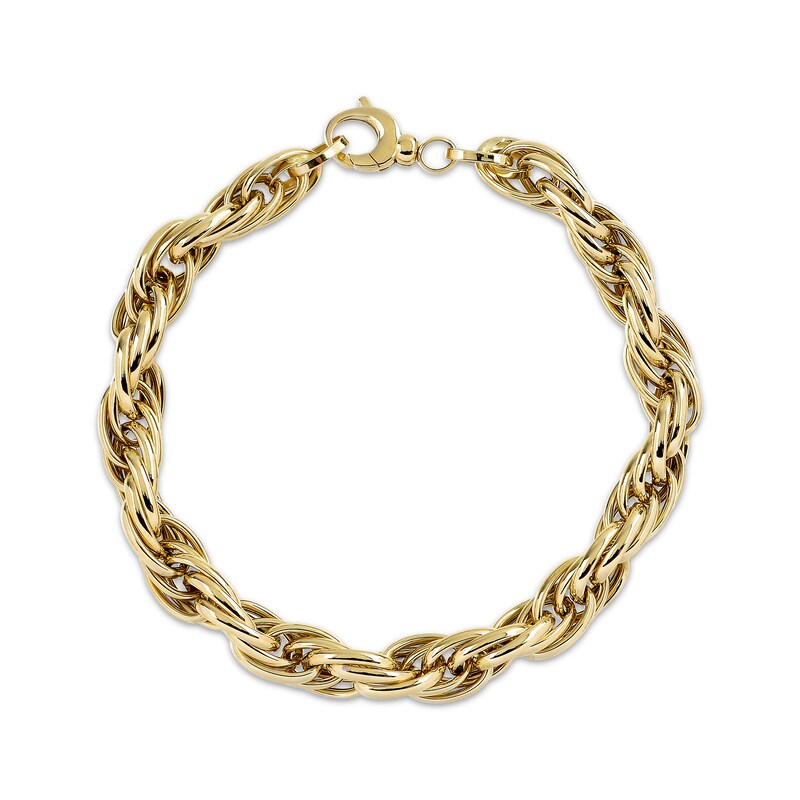 Hollow Rope Chain Bracelet 10K Yellow Gold 8"