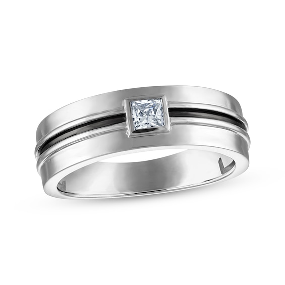 Now + Forever Men's Square-Cut Diamond Solitaire Wedding Band 1/4 ct tw 10K White Gold (I/I2)