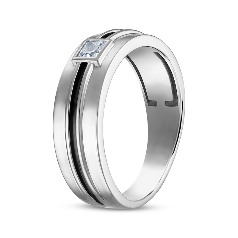 Main Image 2 of Now + Forever Men's Square-Cut Diamond Solitaire Wedding Band 1/4 ct tw 10K White Gold (I/I2)